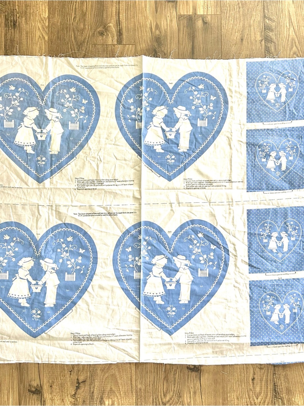 Cranston Little Sweetheart Pillows Blue & White Fabric Panel Cut N Sew Makes 4-8